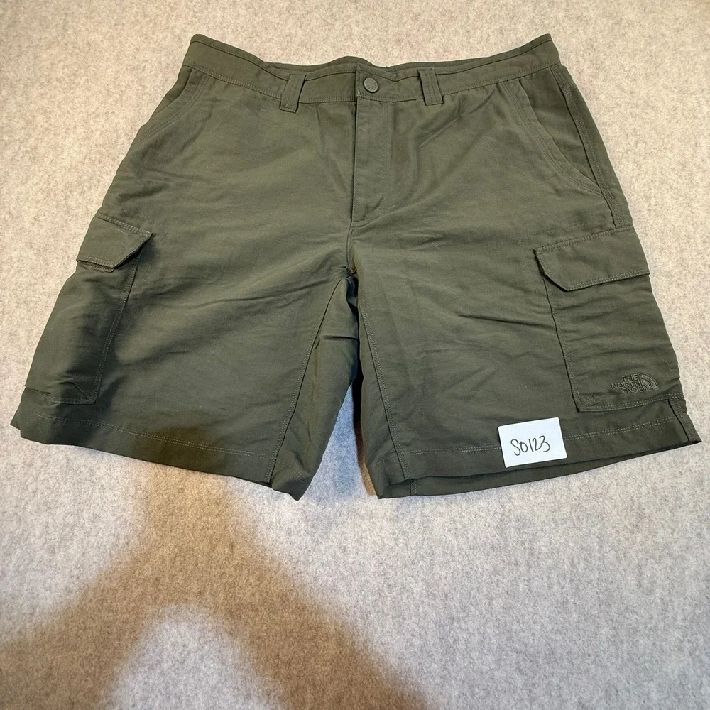 The North‎ Face Mens Cargo Shorts Olive Green Nylon Hiking Utility Size 36